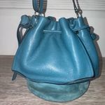 Coach  Petal Drawstring Dark Teal Bucket Leather And Suede Bag Purse #F11829 Photo 5