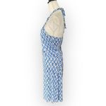 Banana Republic  Silk Blend Blue and White Print Halter Knee Length Dress Photo 2