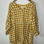 Maeve  April Babydoll Blouse Yellow Gingham Print Size Medium Photo 3
