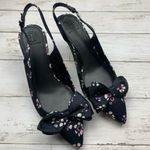 Tory Burch Rosalind Bow Pumps SlingBack Heels 7 1/2 Floral Career Classic Photo 2