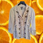 Sigrid Olsen  Linen Lined Jacket with Embroidered Design‎ Size 6P Photo 4