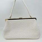 Vintage La Regale White Plastic Pearl Beaded Handbag Purse 60s Regency MCM Photo 2