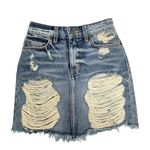 CARMAR Distressed Denim Mini skirt Size 23 Medium wash Raw hem 100% Cotton Blue Photo 0