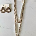 Versona NWT  Gold tone and Gray Pearl Necklace and Nickle free Earring Set Photo 0