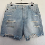 NWT Kancan 90s Boyfriend High Rise Distressed Denim Shorts 11 29 Blue Photo 0
