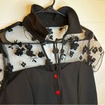 Black Dress with Sheer Floral Top and Red Buttons XL a WhimsyGoth Victorian Photo 6