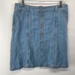Eddie Bauer  denim midi skirt front button 100% cotton EUC 8 jean jeans a-line Photo 1