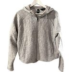 Adidas Hoodie Zip-Up Cropped Athletic Grey Sweatshirt Raised Pattern Sz M Active Photo 0