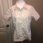 basic editions COPY - Vintage Button Up Blouse White Pink Roses Size Large Photo 1