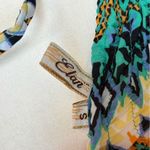 Elan Halter Maxi Dress Tribal Green Zig Zag Peacock Multicolored Dress S 575 Photo 5