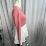 Cato  Womens Top-Crew Neck Long Sleeve Tiered-Flare Bottom-Size Small-Pink/White Photo 4