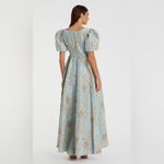 Mac Duggal  11608 Blue Brocade Puff Sleeve High Low Gown Dress Photo 4