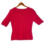 Vintage Red Silk/Angora Knit Blend Short Sleeve Split Neck Sweater Jumper Top Size L Photo 2