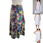 Coolibar Island Convertible Wrap Multicolored Palm Print Large Green Photo 0