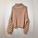 I love Mr. Mittens honey high neck taupe chunky sweater size XS/S 100% wool Photo 3