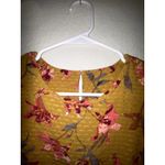 Melrose and Market Womens Mustard Floral Long Sleeve Fall Blouse Size Small Photo 4