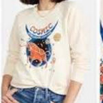 MOTHER Cream Cosmic Astrological Cotton‎ Sweatshirt Size XS EUC Red Photo 0
