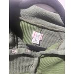 BDG Green Ribbed Cropped Pullover Sweater Snap Collar Raw Hem Size S Photo 3