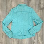 Ruff Hewn  Turquoise Blue Cotton Denim Asymmetrical Zip Short Moto Jacket Size M Photo 7