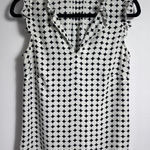 Rose + Olive Women's Sleeveless Blouse Top Black White Polka Dot Ruffle Photo 0
