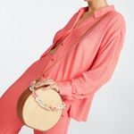 Woven Straw Canteen Crossbody Bag Tan Photo 1