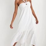 Aerie NEW White Linen Blend Braided Halter Hi-Low Summer Boho Maxi Dress M Photo 0
