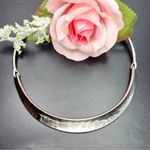 Chico's  Hammered Silver Tone Structured Collar Necklace Brutalist Minimalist Photo 0