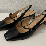 J.Crew  Layla slingback Mary Jane heels in spazzolato leather black Photo 0