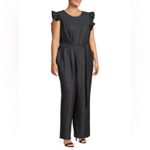 Calvin Klein Denim Flutter Sleeve Jumpsuit Navy Women’s Plus Size 18W Wide Leg Photo 14