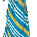 LANDS' END Blue and Yellow Size 10 Chlorine Resistant High Neck Tankini Swim Top Photo 4
