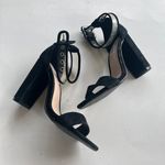 Steve Madden ‎ Cecilia Black Suede Block Heel PVC Ankle Strap Heels Sandals Sz 6M Photo 0