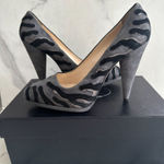 Prada Gray Black Suede Animal Print Heels Size 40.5 Photo 0