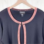 Finity Black Coral Pink Trim Rayon Nylon Knit Cardigan Sweater Women's Size XL Photo 2