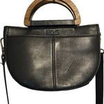 Rachel Roy  Black Crossbody Leather Magnetic Snap Wood Handle bag Photo 0