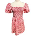 J.Crew Puff-sleeve Smocked Mini Dress In Dandelion Swirl Pink Size M NWOT Photo 9