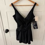 MiracleSuit  Aurora Black Shirred Swim Dress. Size 14. Photo 2