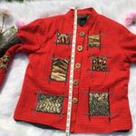 Alex kim red animal print Vintage Wooden Button Cheetah Textured Size Medium Photo 2