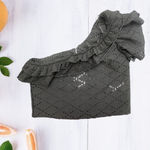 ZARA RUFFLED ASYMMETRIC TOP BLACK EYELET Size L Photo 1