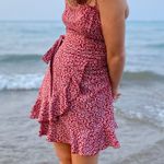SheIn Red Floral Wrap Dress Photo 4