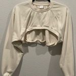 H&M Crop Top Cream Beige Round Neck Sweatshirt Photo 1