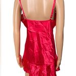 Lady Cameo Vintage 90s Red Satin Silky Pleated Lingerie Intimate Mini Slip Dress Size M Photo 4