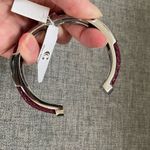 Charming Charlie NWT  Wine Braided Leather Silver Tone Hinged Cuff M Photo 2