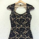 Marciano Black Lace Sheath Dress Cutout Back Nude Lined Cap Sleeve Small Formal Photo 5