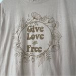 Tres Bien  Give Love Free Pink Graphic Scooped Neck Short Sleeve Tee Medium Photo 2