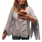 a.n.a  striped button down flare sleeve top Size Xl Photo 1