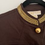 Michael Kors  Brown Gold Button Beaded Blazer Coat Jacket Size 6 Photo 5