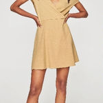 ZARA  Knit Floral Embroidered Short Sleeve T-shirt Mini Dress in Tan‎ Size Medium Photo 0