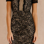 Polagram Baltic Born  Womens Sz S sheer floral lace high neck lined sheath dress Photo 0