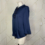 Boden Sophia Sequin Collared‎ 3/4 Sleeve Blouse Top in Navy Blue Size US 6 Photo 5