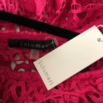 Lulumari  Womens Top One Shoulder Crochet Sheer Ruffle Pink M Photo 2